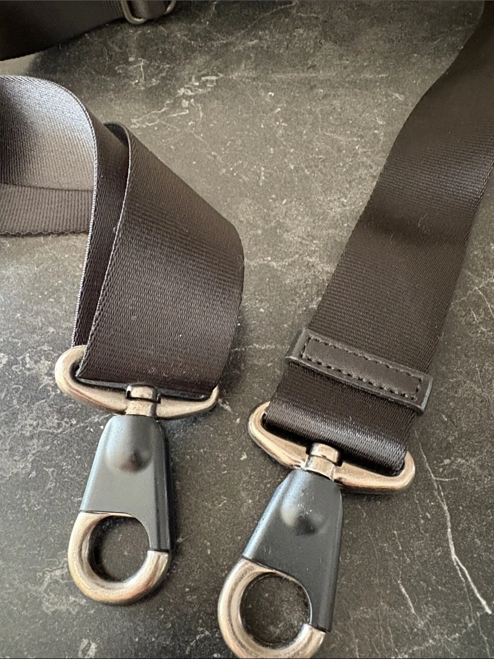 Tumi Black Adjustable Shoulder Strap with Silver Hardware
